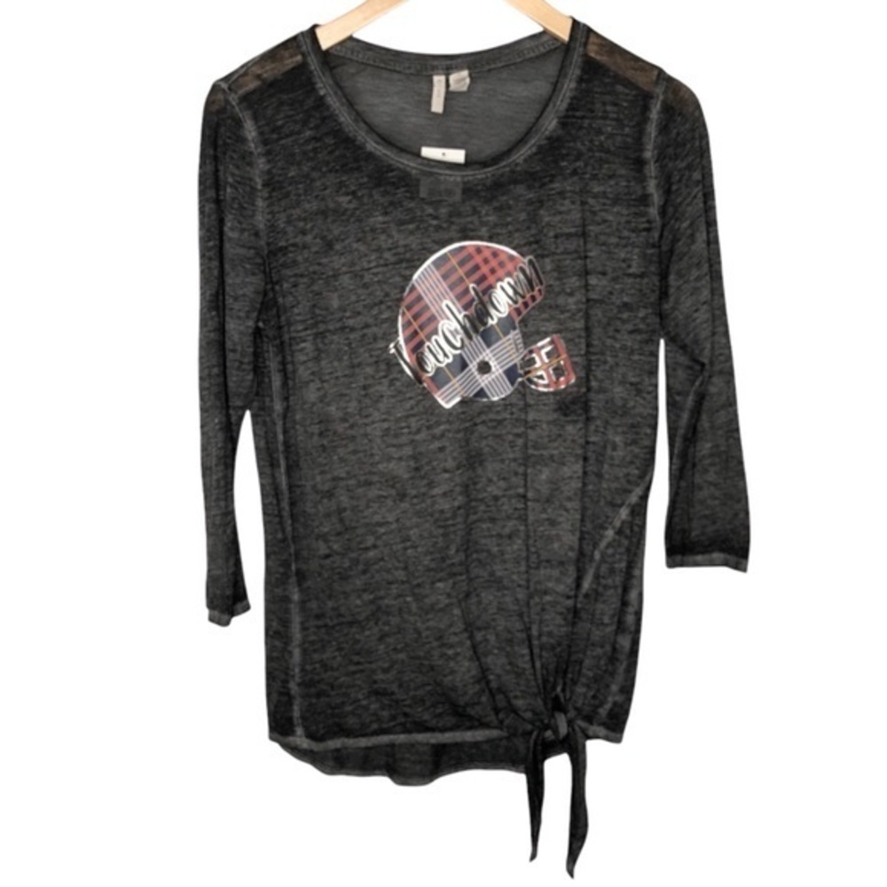 Est. 1946 Touchdown 3/4 Sleeve Tee Football Graphic Heather Black Size Small